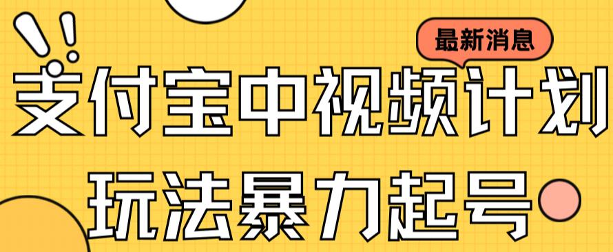 支付宝中视频玩法暴力起号影视起号有播放即可获得收益（带素材）_网创掘金