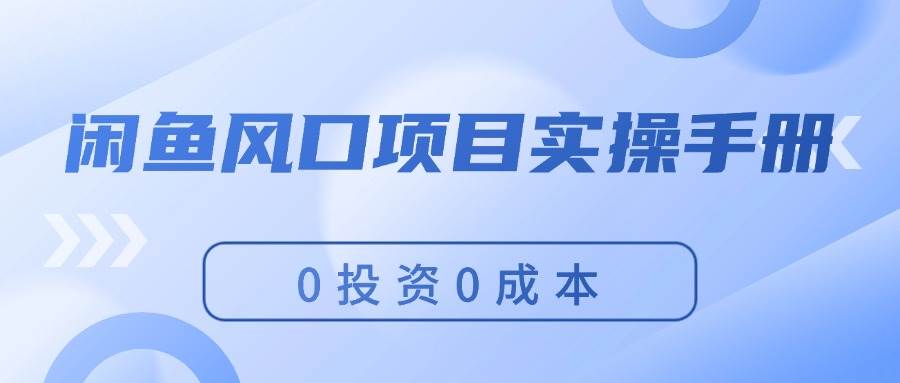 闲鱼风口项目实操手册，0投资0成本，让你做到，月入过万，新手可做_网创掘金