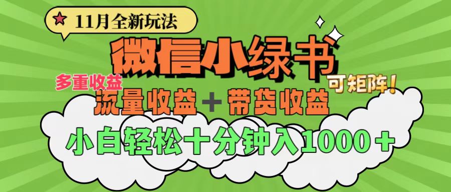 11月小绿书全新玩法，公众号流量主+小绿书带货双重变现，小白十分钟无脑日入1000+_网创掘金