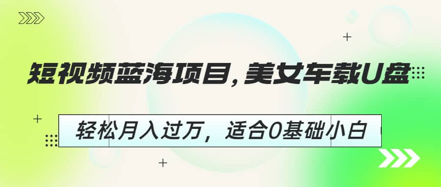 短视频蓝海项目，美女车载U盘，轻松月入过万，适合0基础小白_网创掘金