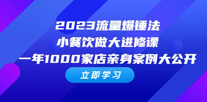 2023流量 爆锤法，小餐饮做大进修课，一年1000家店亲身案例大公开_网创掘金
