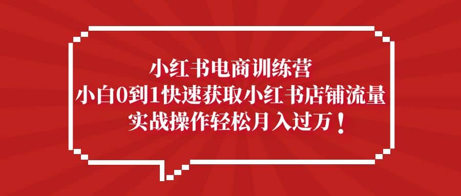 小红书电商训练营，小白0到1快速获取小红书店铺流量_网创掘金