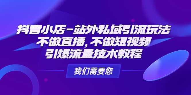抖音小店-站外私域引流玩法：不做直播，不做短视频，引爆流量技术教程_网创掘金