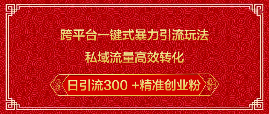 跨平台一键式暴力引流玩法，私域流量高效转化日引流300 +精准创业粉_网创掘金