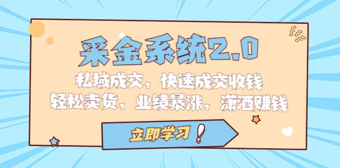 采金 系统2.0，私域成交，快速成交收钱，轻松卖货，业绩暴涨，潇洒赚钱_网创掘金
