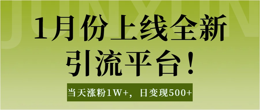 1月上线全新引流平台，当天涨粉1W+，日变现500+工具无脑涨粉，解放双手操作简单_网创掘金