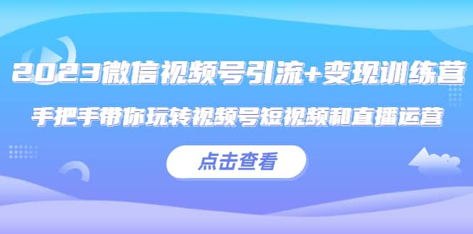 2023微信视频号引流+变现训练营：手把手带你玩转视频号短视频和直播运营_网创掘金