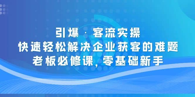 引爆·客流实操：快速轻松解决企业获客的难题，老板必修课，零基础新手_网创掘金